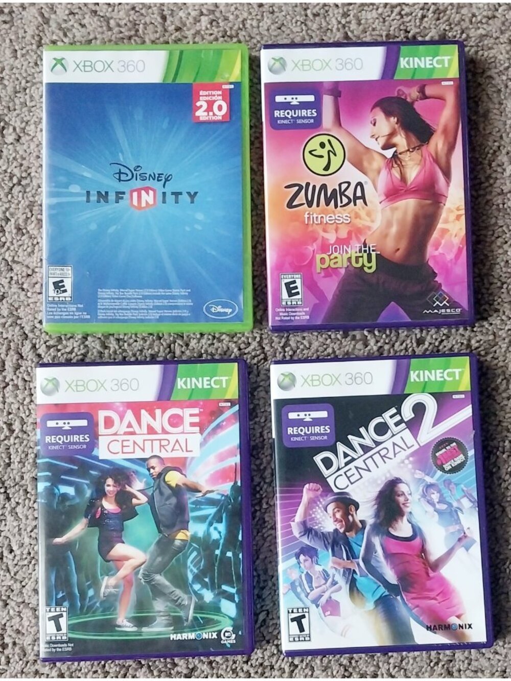 Xbox 360 Games Lot Disney Infinity Zumba Dance Central 1 2